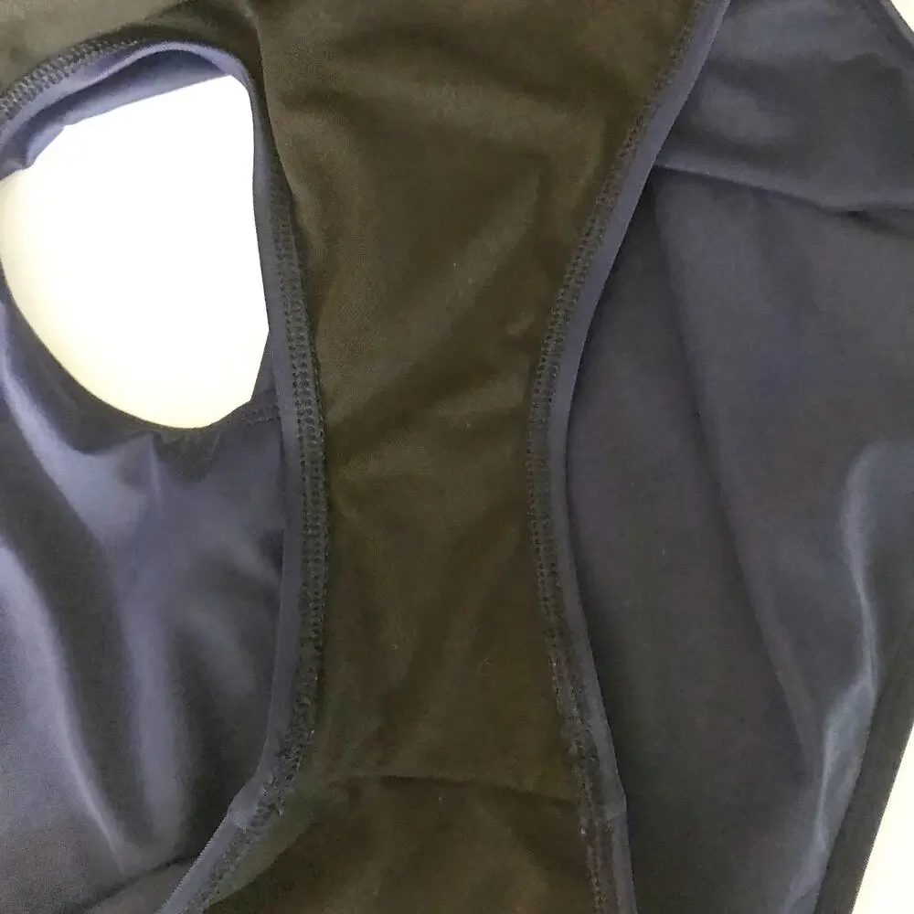 LANDS END sexy blue plunge tank one piece swimsuit